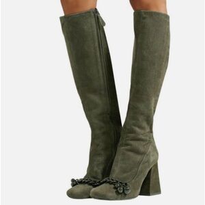 TORY BURCH Addison Suede Square Toe
Knee Boots 10M